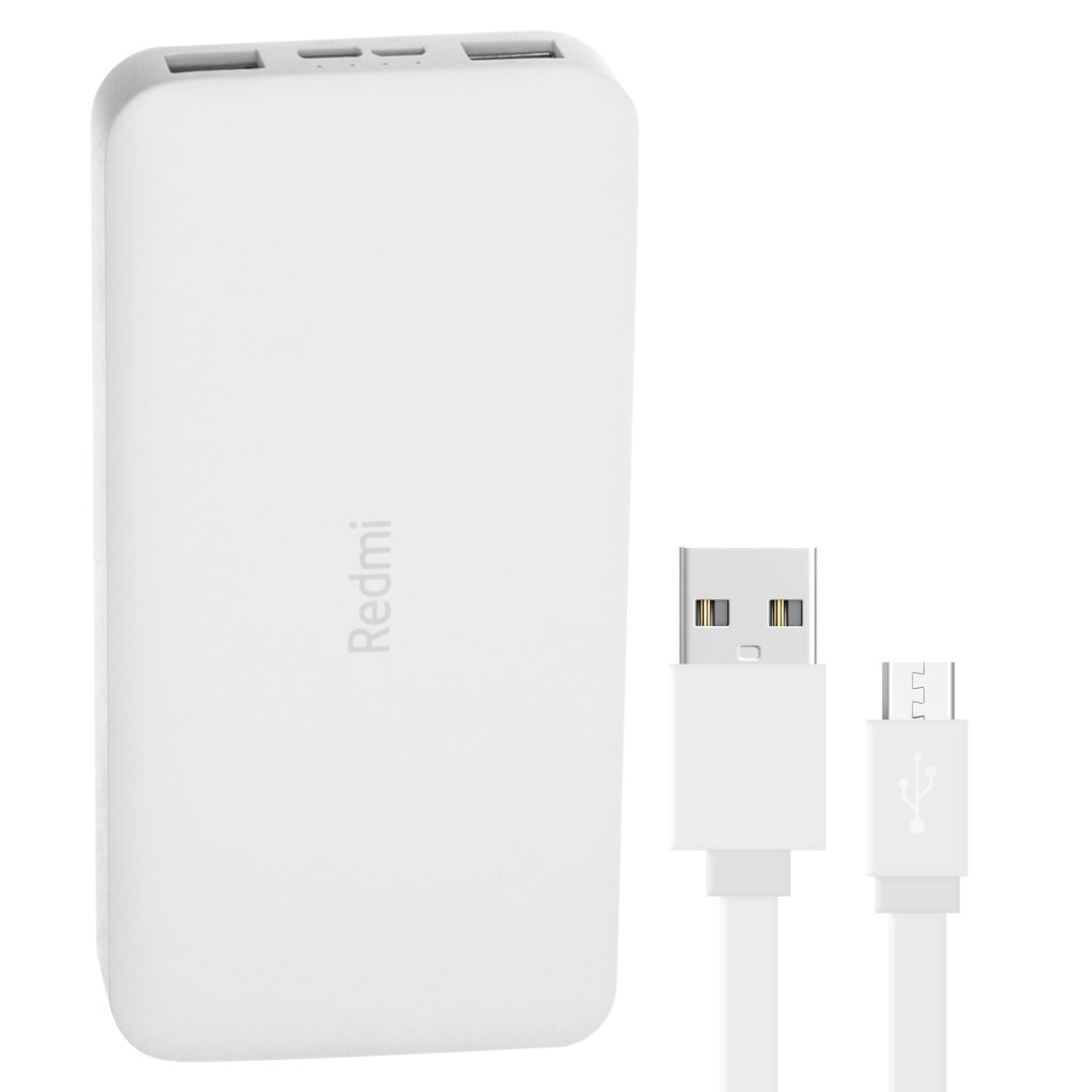 پاوربانک شیائومی مدل Redmi ظرفیت 10000 میلی آمپر ساعت به همراه کابل تبدیل microUSB